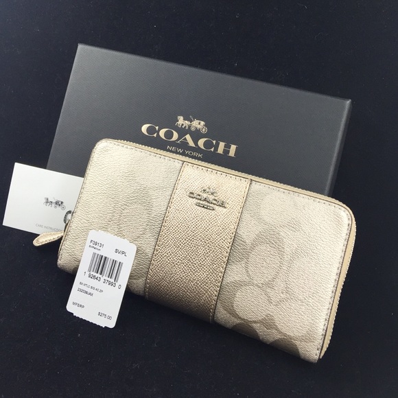 Coach Handbags - Coach NEW platinum gold zip around expand wallet